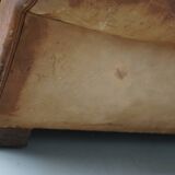 Pair of French club chairs with moustache back in cognac leather, 1940s