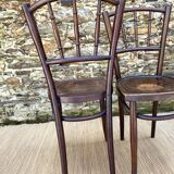 Pair of Thonet bistro chairs with flower decor, art nouveau
