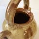 Antique Provençal jug / goat in red stoneware with yellow enamel