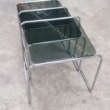 Tables gigognes vintage glass and chrome