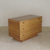 Solid elm three-drawer chest of drawers