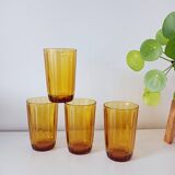 Lot de 4 verres à eau en verre ambré