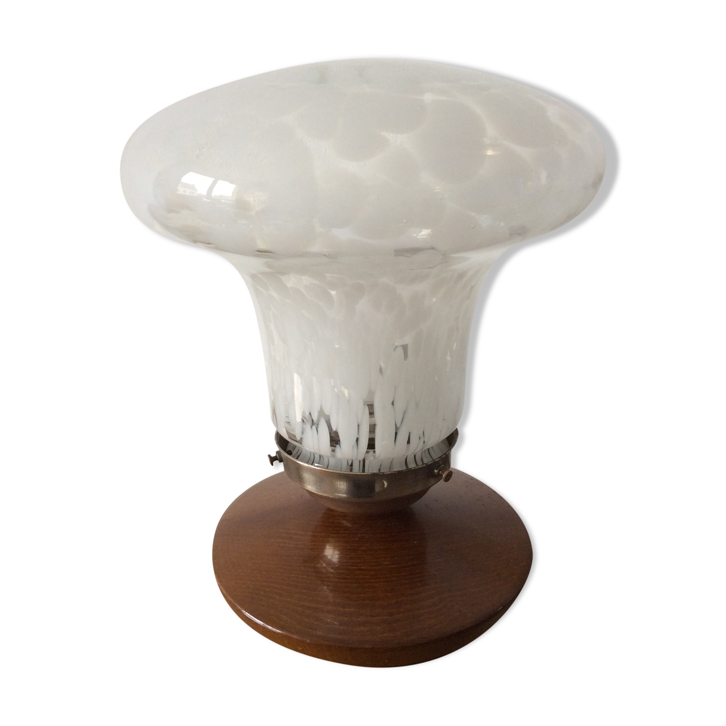 Art Deco lamp globe mushroom Clichy and wooden foot