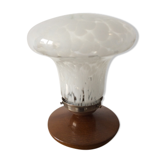 Lampe Art Déco globe champignon Clichy et pied bois