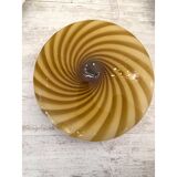 Plafonnier ou applique murale italienne en verre de Murano blanc laiteux et tourbillons verts