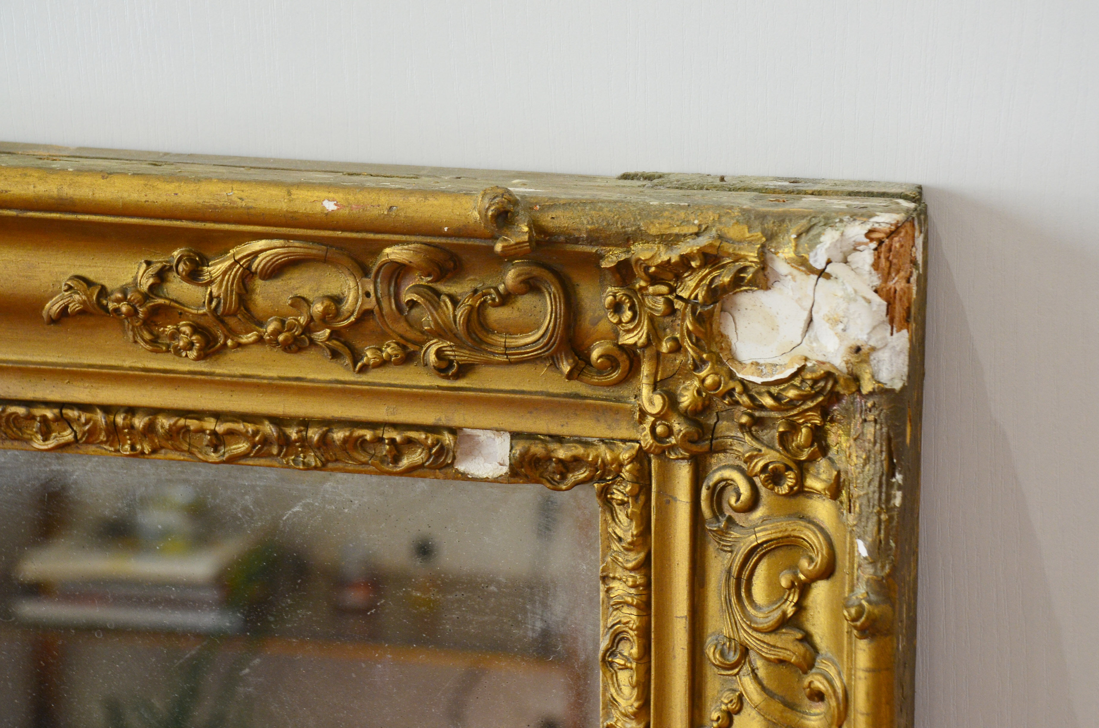 19th century fireplace mirror 128 x 107 mercury and stucco