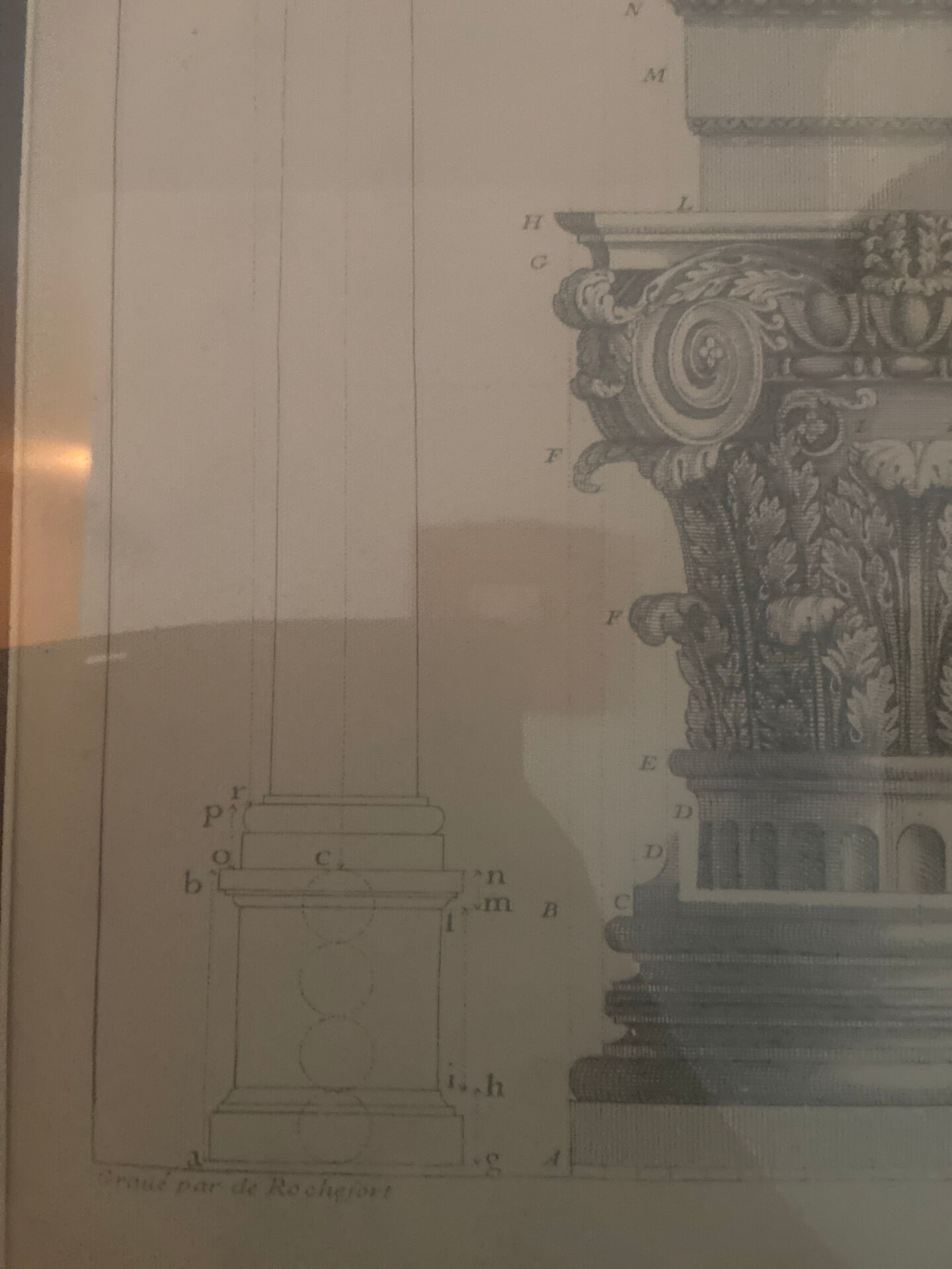 Gravure d’architecture ancienne — Chapiteau classique — Encadrement re
