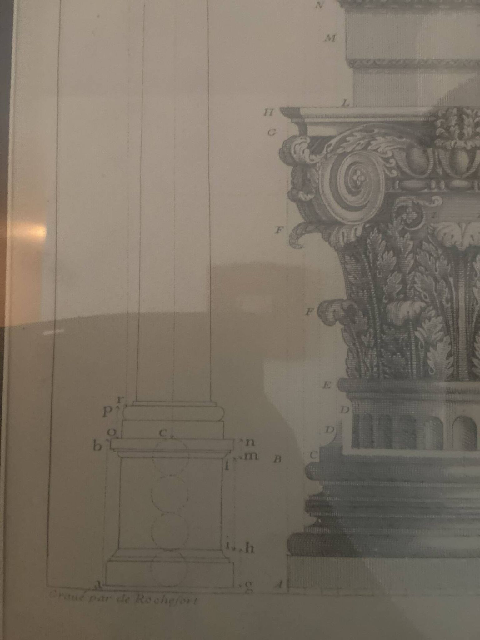 Gravure d’architecture ancienne — Chapiteau classique — Encadrement re