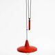 Mid-Century Modern red aluminum pendant lamp, height adjustable, Italy