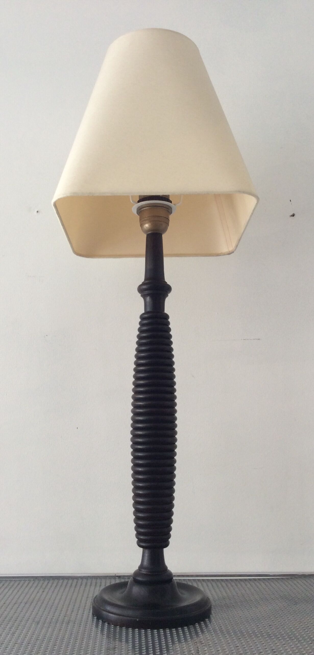 Large vintage lamp 70s wooden