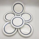 6 Assiettes dessert Quadrifoglio - Italy - Liseré bleu.