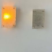 Pair of vintage sconces, molded frosted glass, Murano Italy 1970