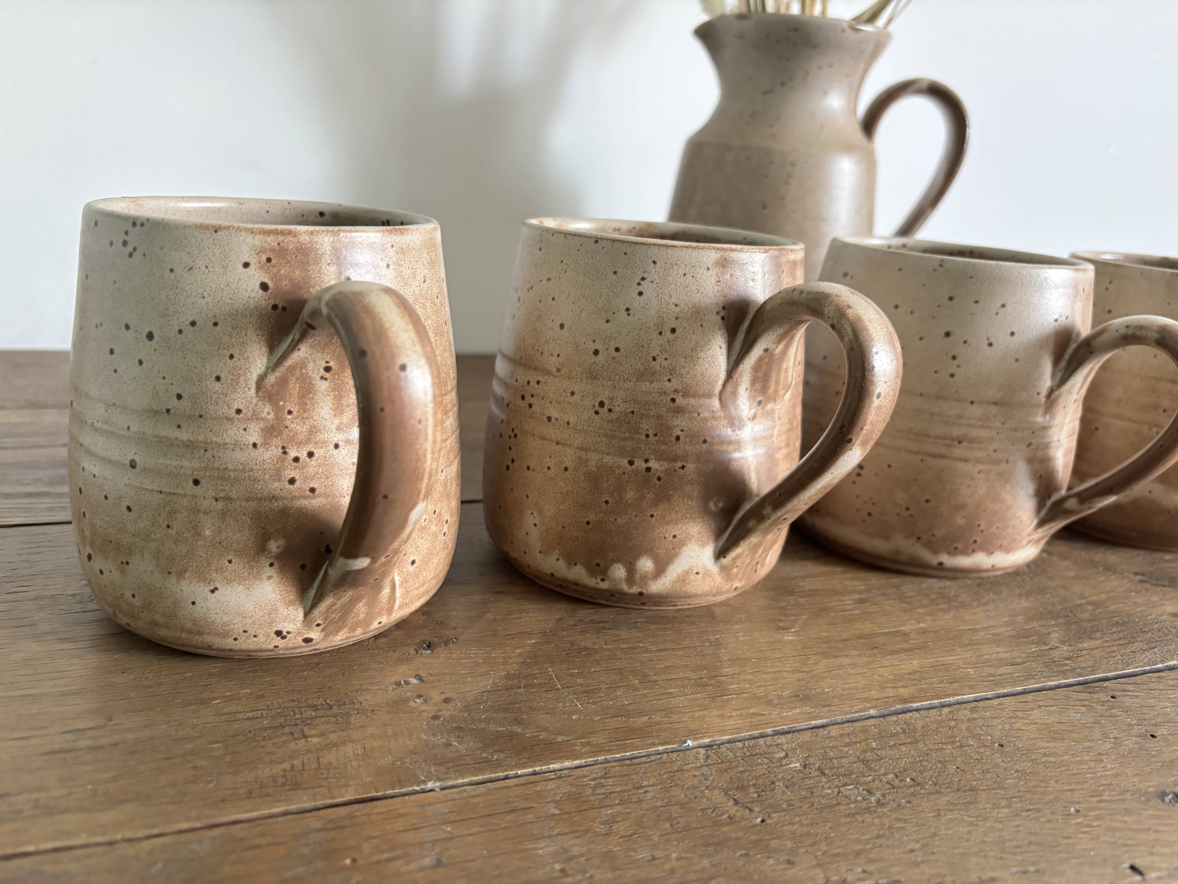 Vintage complete stoneware service – 6 mugs & jug Vallauris