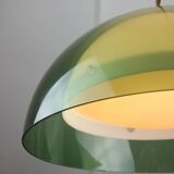Italian space-age plexiglass green pendant lamp, 70s