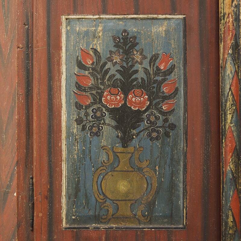 Painted Folk Art Bridal Cupboard