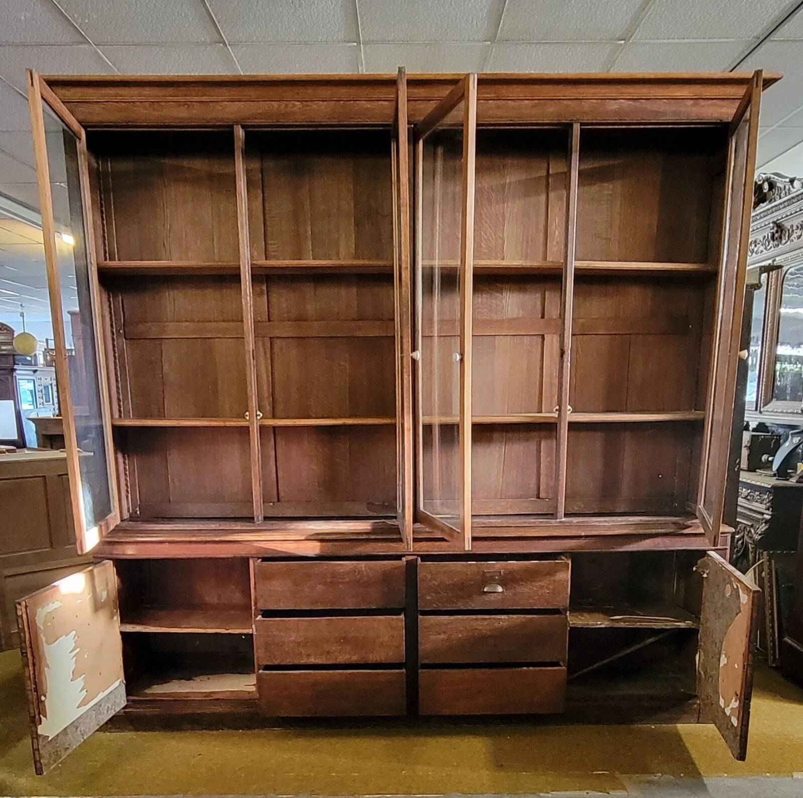 Large, generously sized solid oak display case
