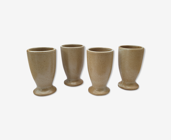 Lot 4 tasses beige striés