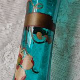 Large art nouveau turquoise blown glass vase