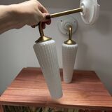 Pair of white and gold wall sconces
