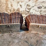 Pair of early 20th century French wicker grape harvest baskets – Rustic vineyard set