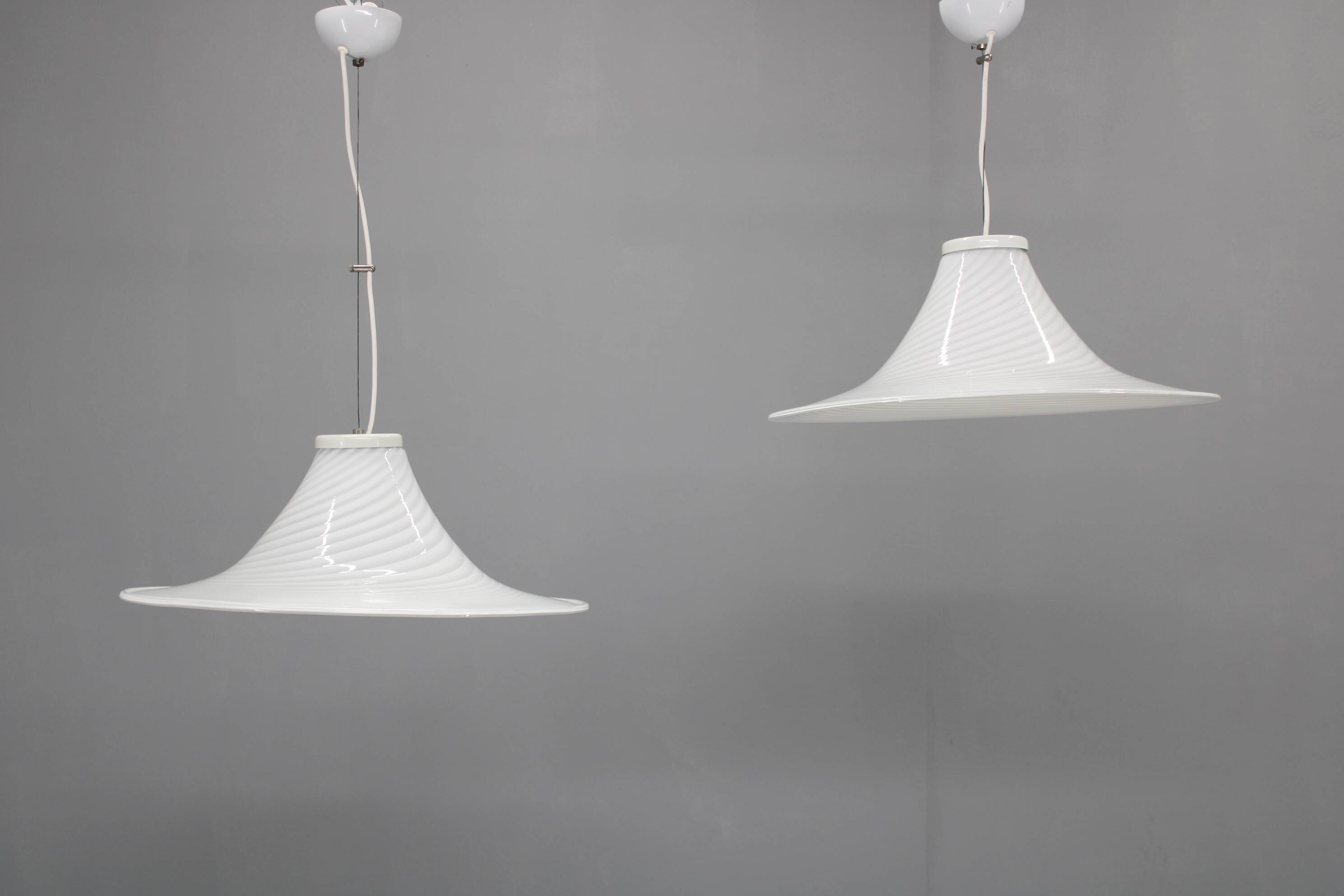 1970s Pair of Italian Pendants by Murano