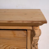 Antique solid pine chest of drawers – European rustic carved chest of drawers – circa 1900