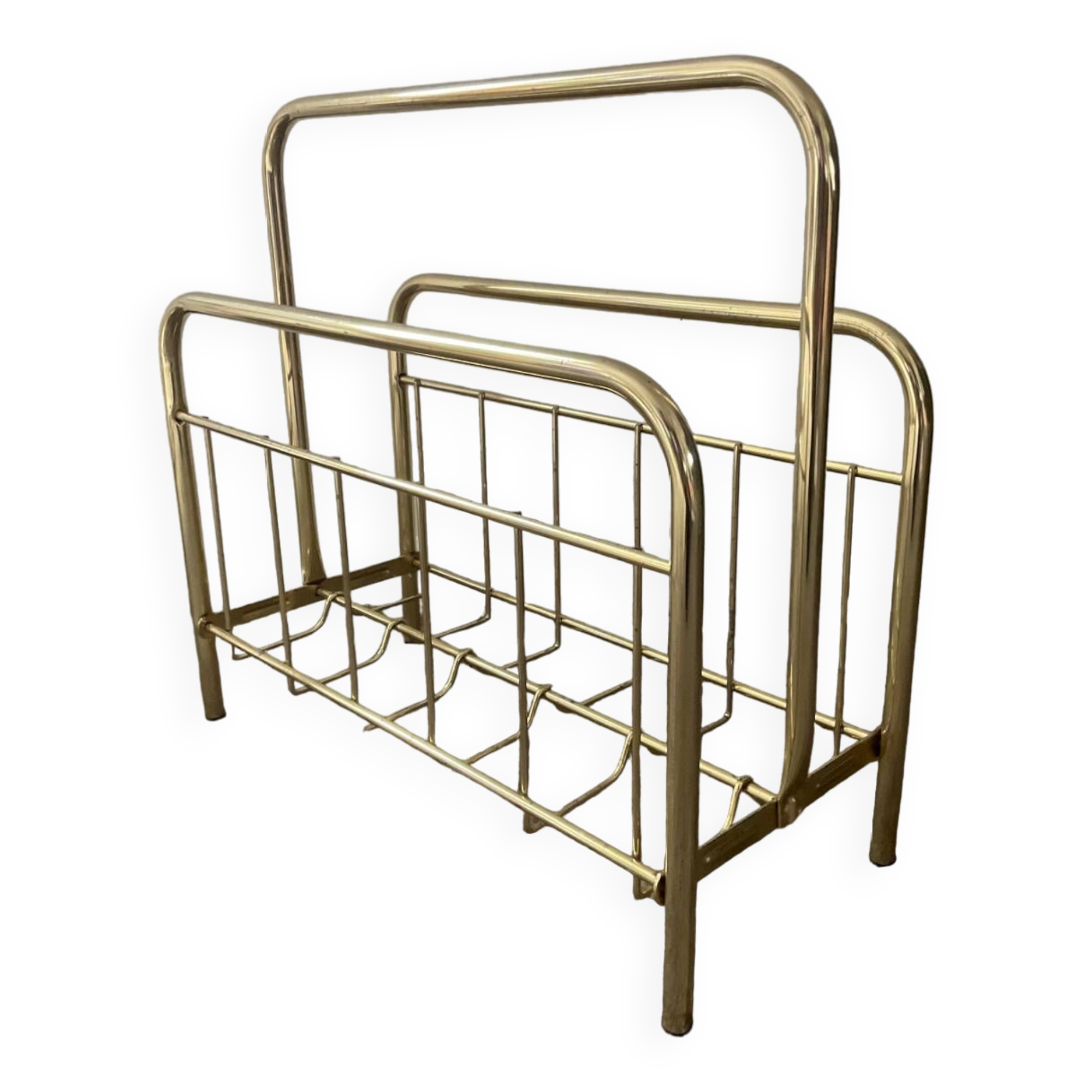 Vintage magazine holder in gold metal