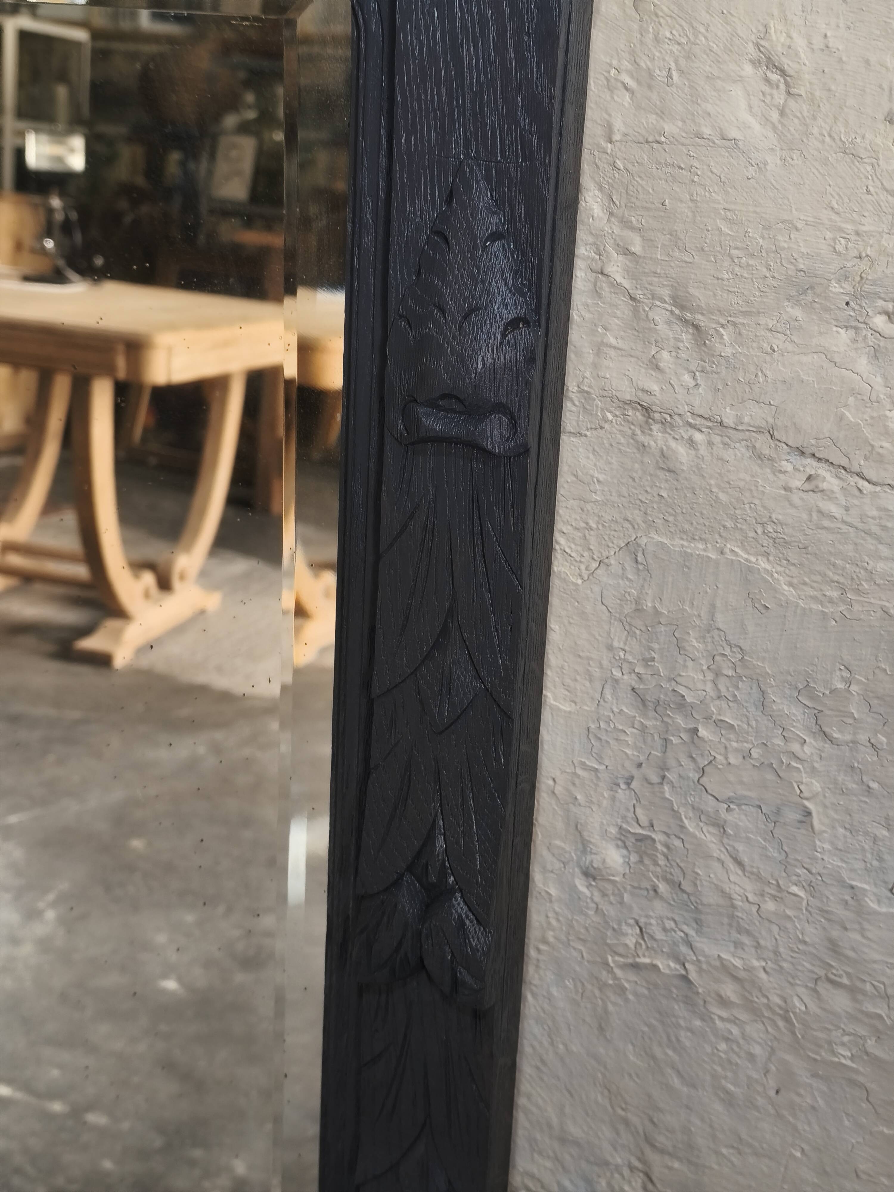 1920s mirror in dark grey painted oak