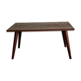 Table basse en teck avec pieds compas