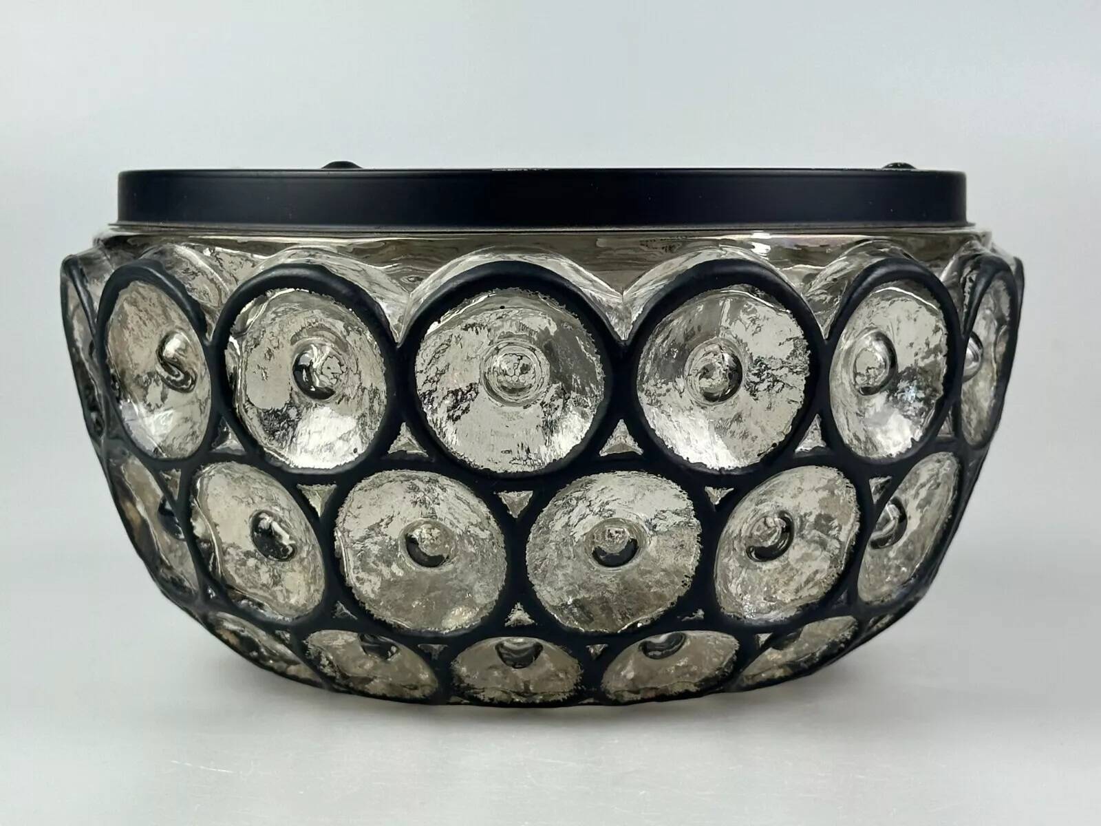 Ceiling light from the 60s and 70s Glashütte Limburg Germany glass & metal