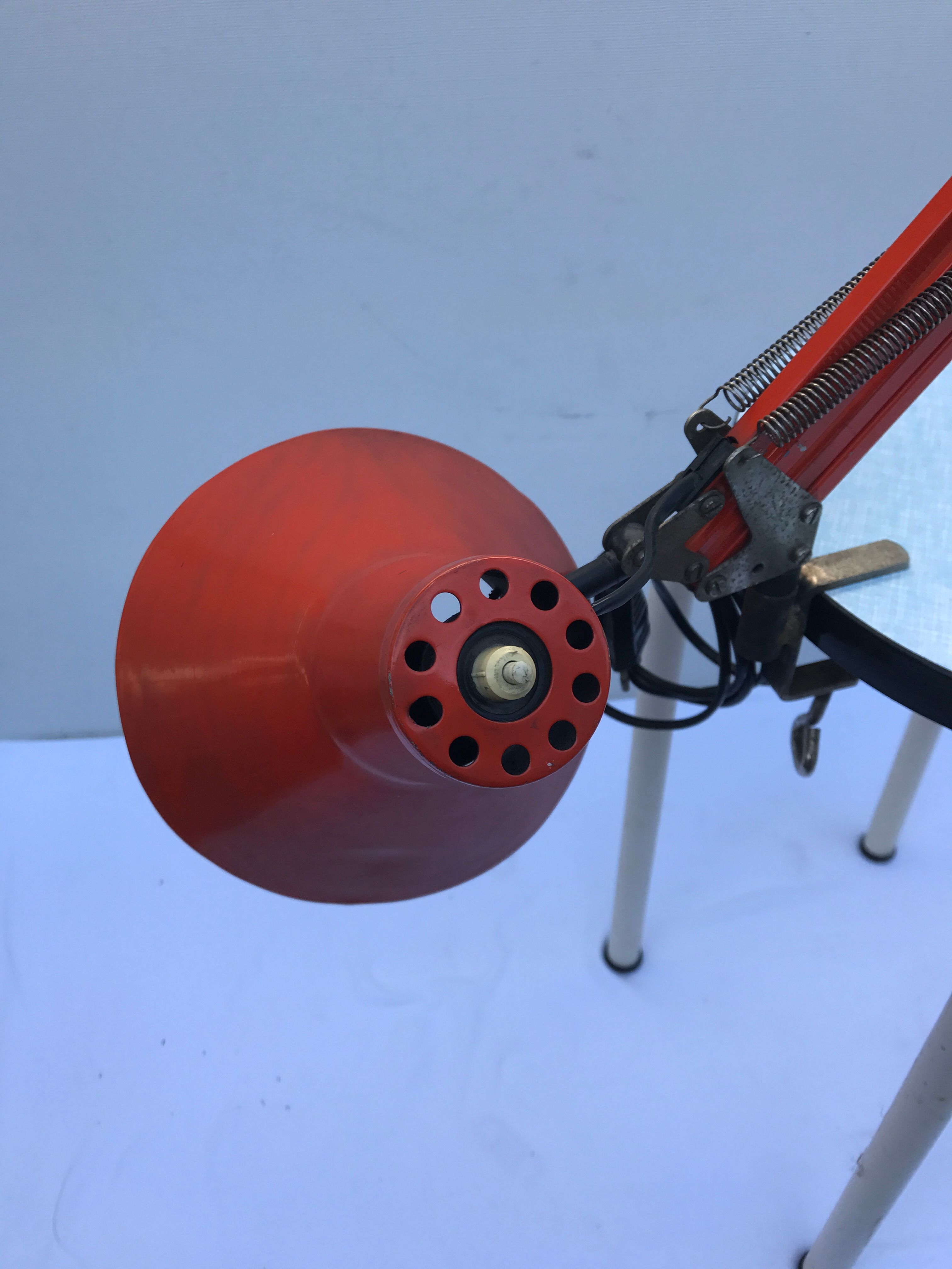 Architect articulated metal globe orange vintage 50s desk lamp