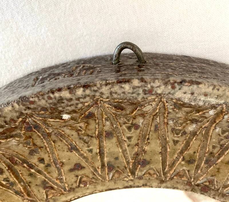 "Sun" mirror in ceramic by André Bodin, 1970s