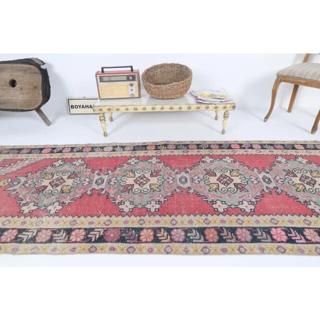 1970s Turkish Hand-Knotted Runner Rug 99x288