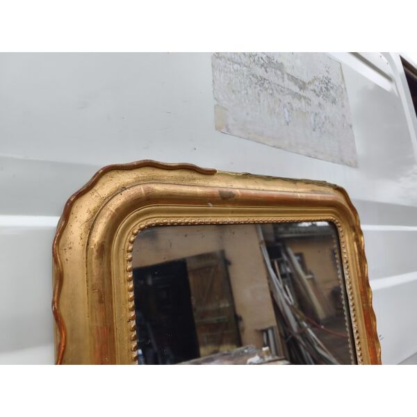 Miroir de cheminée XIXe bois et stuc doré