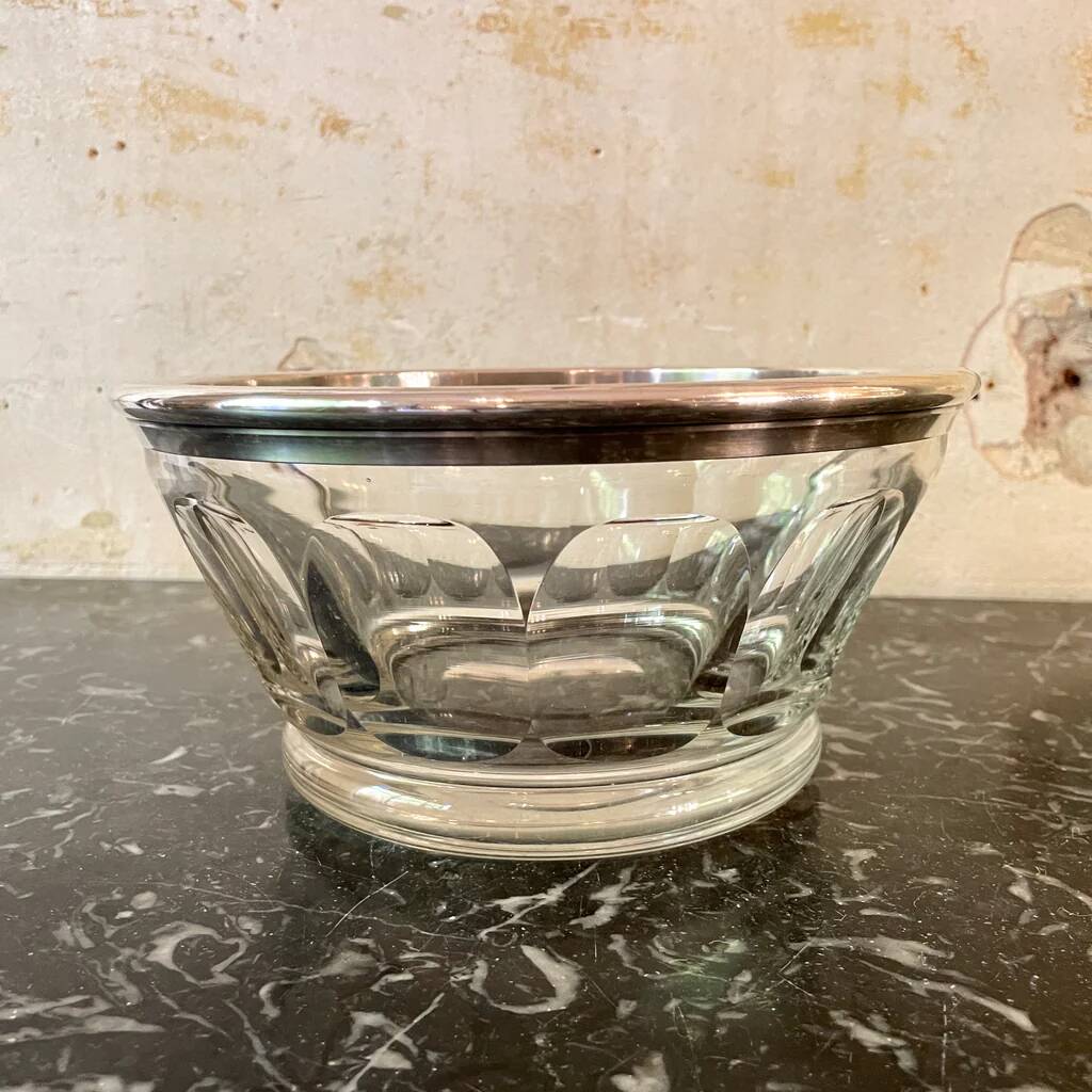 Crystal and silver-plated metal bowl by Saglier Frères