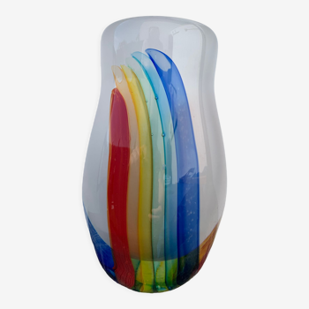 Vase en verre multicolore contemporain signé Christian Lutz