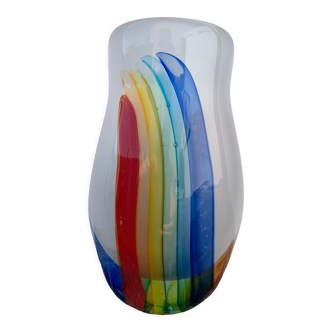 Contemporary multicolored glass vase by Christian Lutz