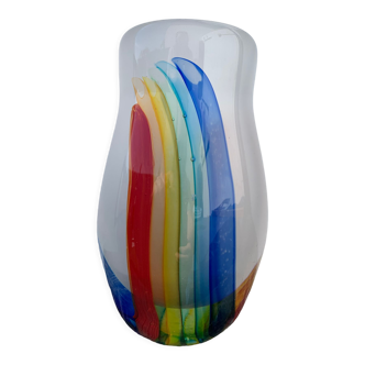 Vase en verre multicolore contemporain signé Christian Lutz