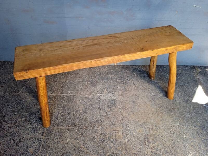 Bench 100 cm old solid wood patinated