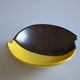Bicolour ceramic cup in black and yellow signed Luc Vallauris 1950