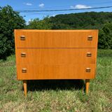 Chest of drawers 3 drawers vintage wood veneer