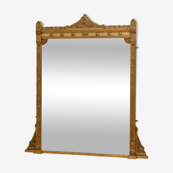 Large Victorian Gilt Overmantle Mirror 136x152cm