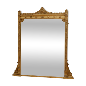 Large Victorian Gilt Overmantle Mirror 136x152cm