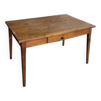 Old rustic farm table, one drawer - 1m30