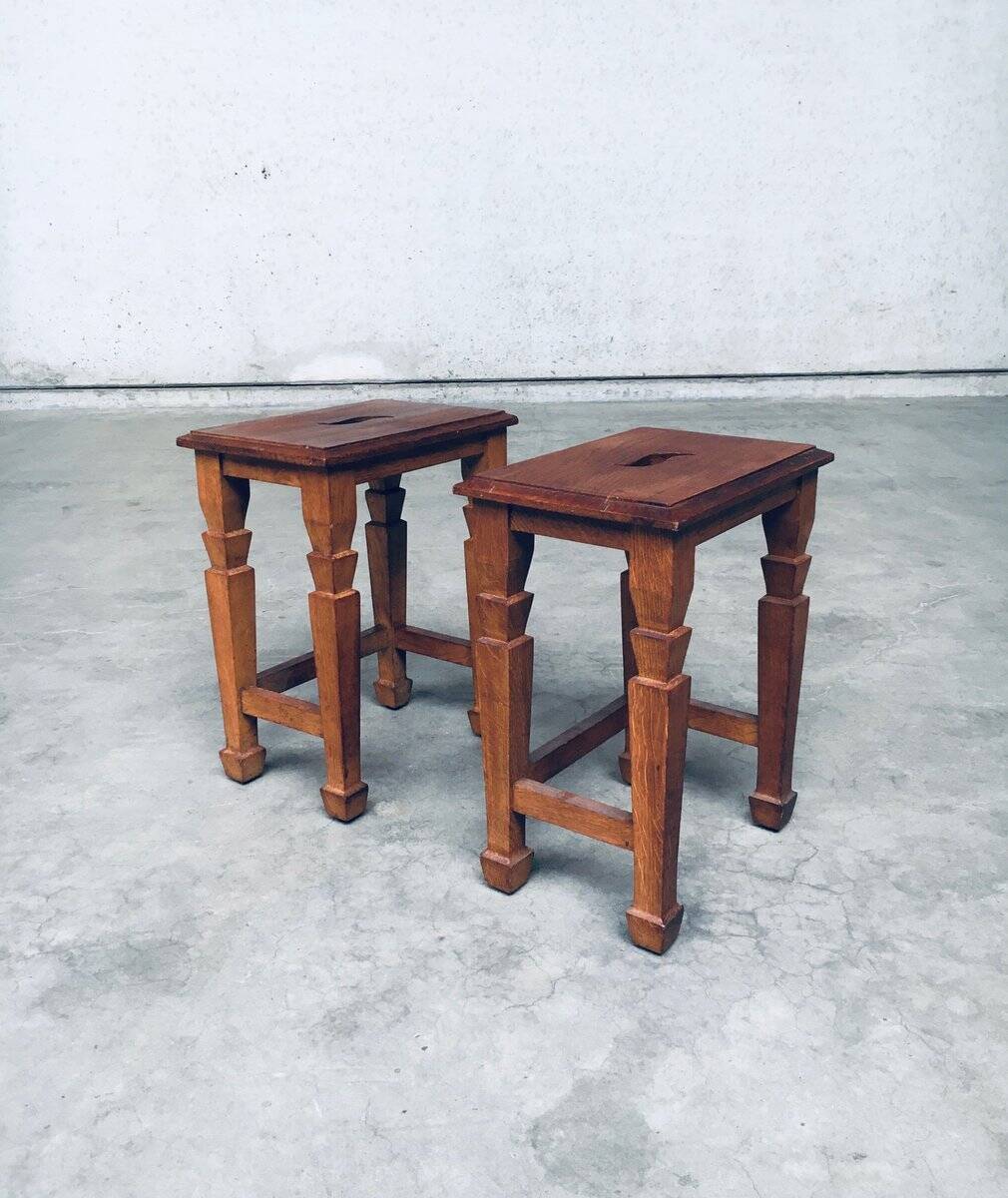Set of Dutch Art Deco S Handle Stools, 1930s