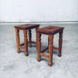 Set of Dutch Art Deco S Handle Stools, 1930s