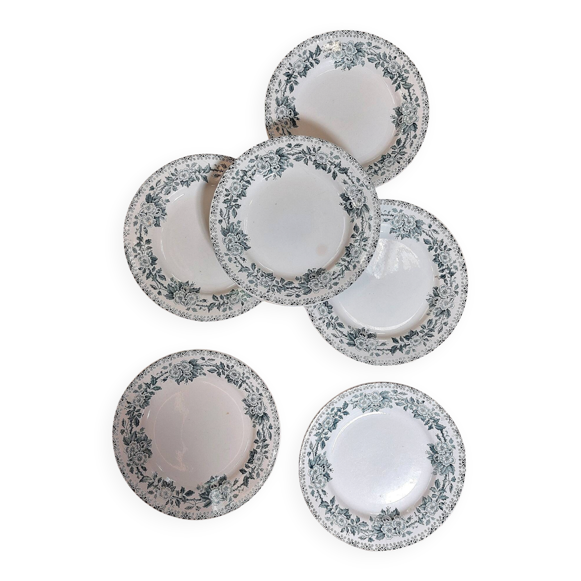 6 flat plates in ironstone - Guadeloupe model