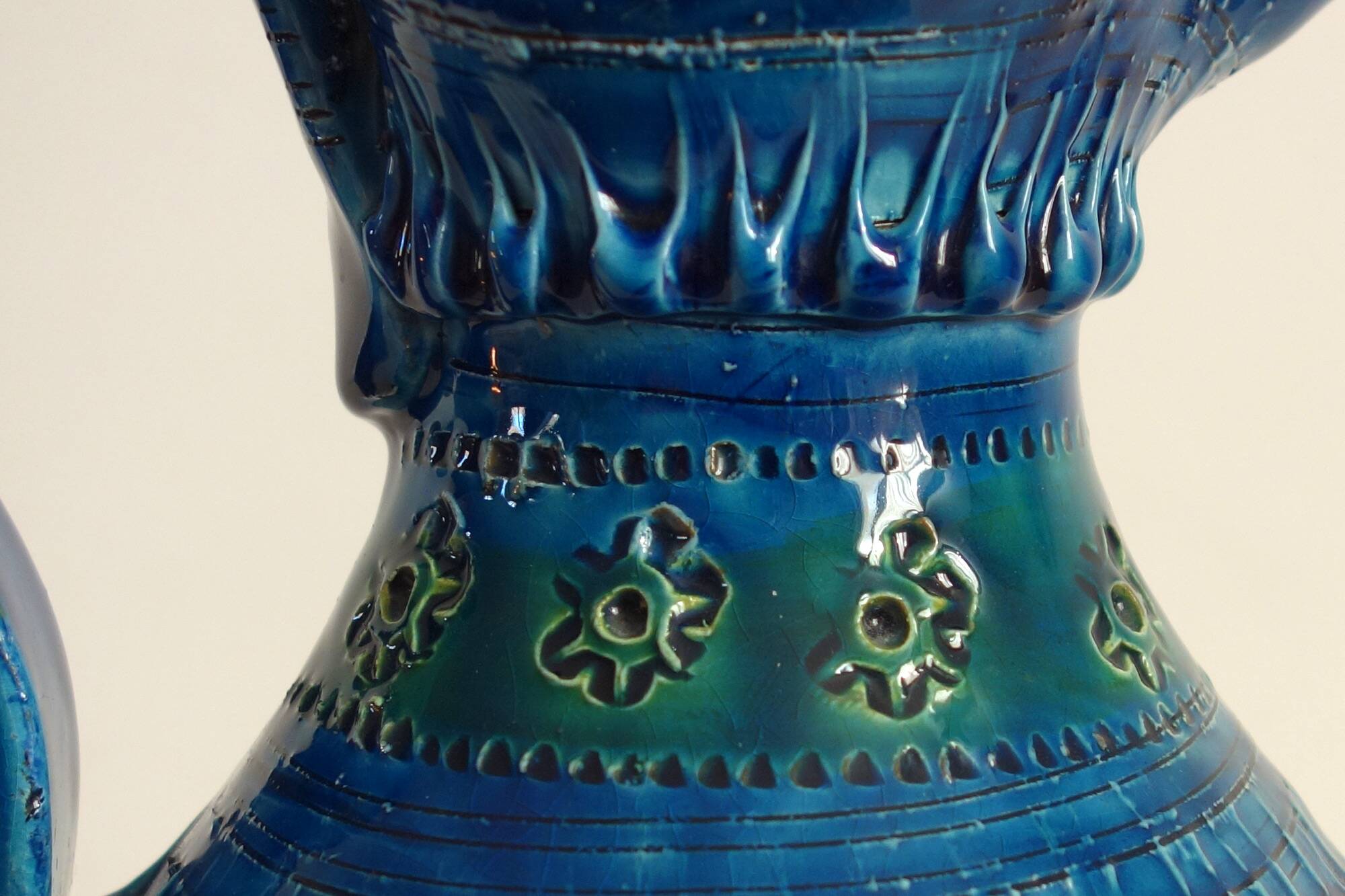 Large vintage Aldo Londi Bitossi ceramic vase pitcher