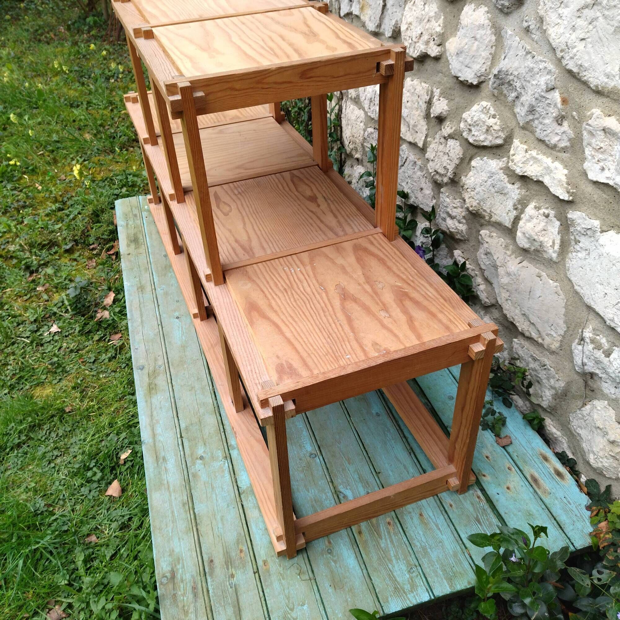Solid wood shelf pine revival bauhaus 70s