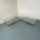 Table Basse Moderniste Furtive en Acier et Verre, Italie, années 1980